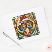 Dachshund Stained Glass Christmas Sticker (Umschlag)