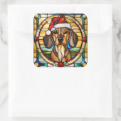 Dachshund Stained Glass Christmas Sticker (Tasche)