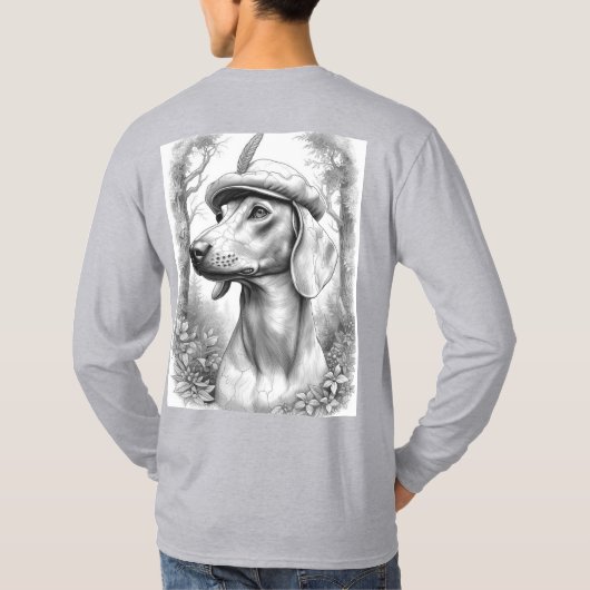 Dachshund Statue Hunter T-Shirt (Rückseite)