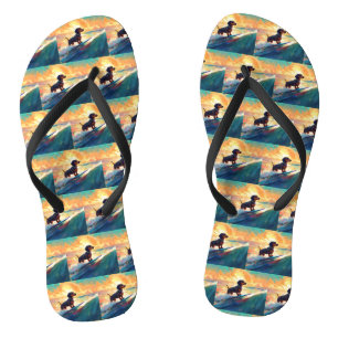 Dachshund-Strand-Surfing-Gemälde Badesandalen