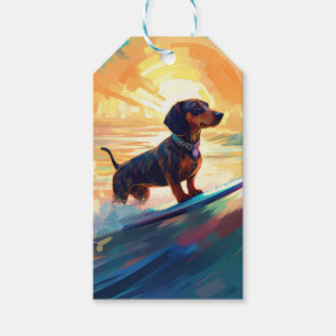 Dachshund-Strand-Surfing-Gemälde Geschenkanhänger