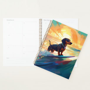 Dachshund-Strand-Surfing-Gemälde Planer