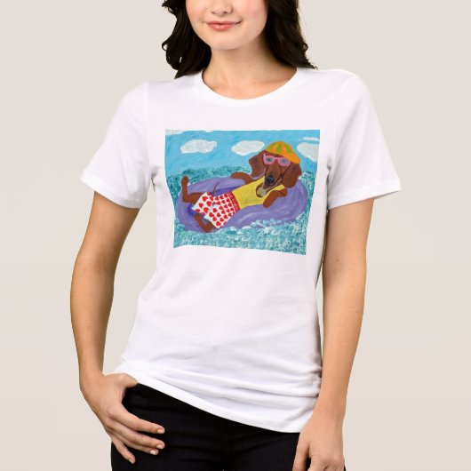 Dachshund Strandbumme Tri-Blend Shirt (Vorderseite)