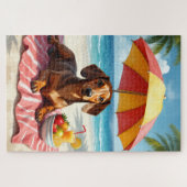 Dachshund Strandentspannungsszene Puzzle (Horizontal)