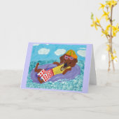 Dachshund Strandfaulenzer Karte (Gelbe Blume)