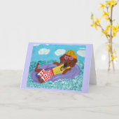 Dachshund Strandfaulenzer Karte (Gelbe Blume)
