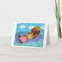 Dachshund Strandfaulenzer Karte