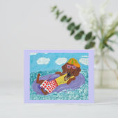 Dachshund Strandfaulenzer Postkarte (Stehend Vorderseite)