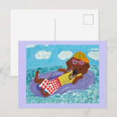 Dachshund Strandfaulenzer Postkarte (Vorne/Hinten)
