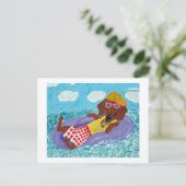 Dachshund Strandfaulenzer Postkarte (Stehend Vorderseite)