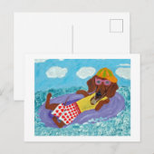 Dachshund Strandfaulenzer Postkarte (Vorne/Hinten)
