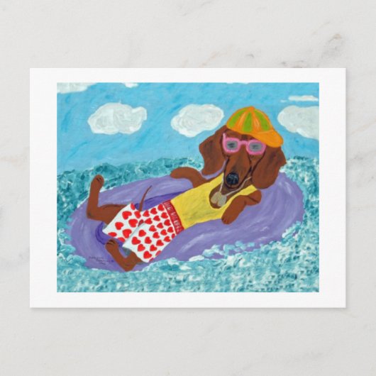 Dachshund Strandfaulenzer Postkarte (Vorderseite)