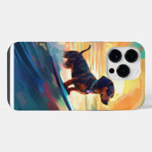 Dachshund-Strandsurfszenen-Gemälde iPhone Hülle (Rückseite (Horizontal))