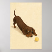 Dachshund Stretch Wasserfarbe Whimsical Kunstposte Poster (Vorne)