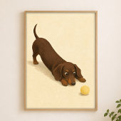 Dachshund Stretch Wasserfarbe Whimsical Kunstposte Poster