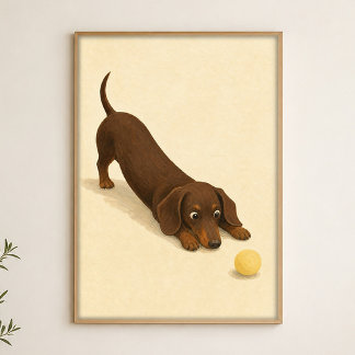 Dachshund Stretch Wasserfarbe Whimsical Kunstposte Poster
