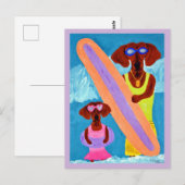 Dachshund-Surfer mit Welpe Postkarte (Vorne/Hinten)
