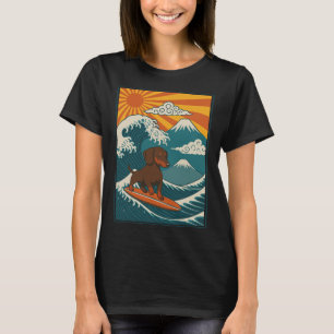 Dachshund surft japanische Welle Wiener Hund T-Shirt