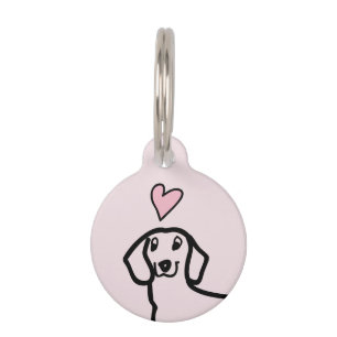 Dachshund Süßer Wiener Liebe Hund Rosa Herz Name Tiernamensmarke
