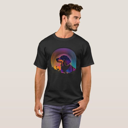 Dachshund Synthwave 80s Retrowave Aesthetic T-Shirt (Vorne ganz)