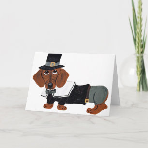 Dachshund Thanksgiving Pilger Feiertagskarte