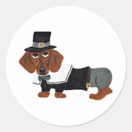 Dachshund Thanksgiving Pilger Runder Aufkleber