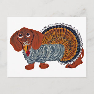 Dachshund Thanksgiving Truthahn Feiertagspostkarte