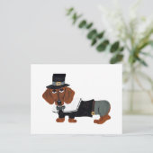 Dachshund Thanksgviving Pilgrim Postkarte (Stehend Vorderseite)