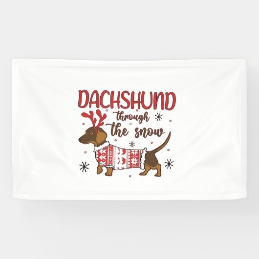 Dachshund Through The Snow Christmas Dog Lover Banner (Horizontal)