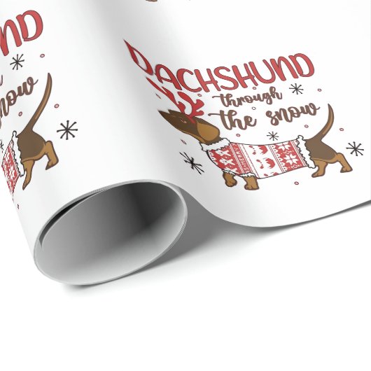 Dachshund Through The Snow Christmas Dog Lover Geschenkpapier (Rolleneckpunkt)