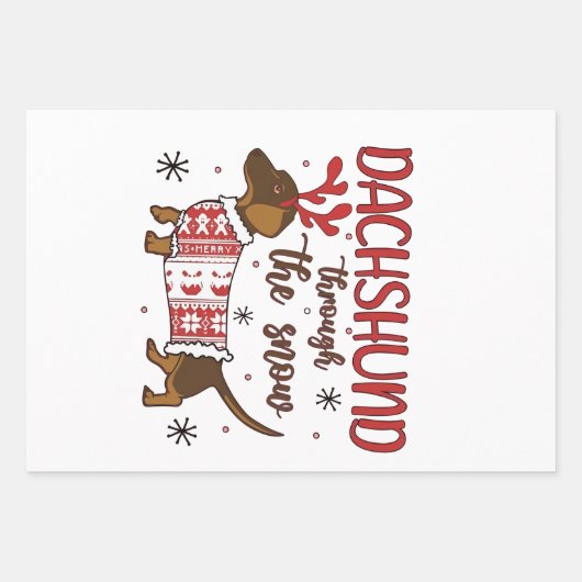 Dachshund Through The Snow Christmas Dog Lover Geschenkpapier Set (Vorderseite)