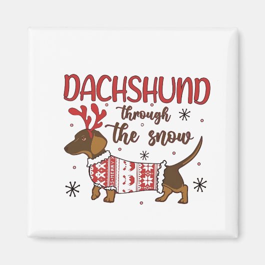 Dachshund Through The Snow Christmas Dog Lover Magnet (Vorne)