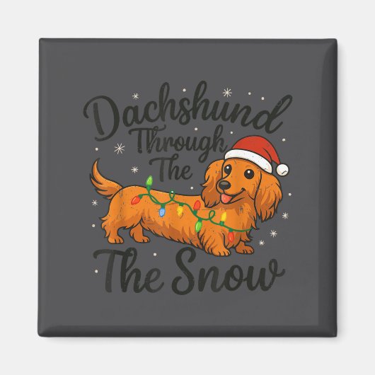 Dachshund Through The Snow Christmas Pajama Toddle Magnet (Vorne)