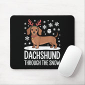Dachshund Through The Snow Cute Reindeer Christmas Mousepad (Mit Mouse)
