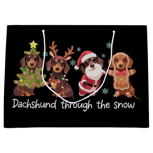 Dachshund Through The Snow Funny Christmas Dogs Große Geschenktüte (Vorderseite)