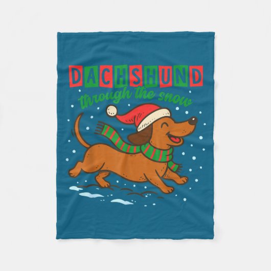 Dachshund Through The Snow Funny Christmas Wiener  Fleecedecke (Vorderseite)