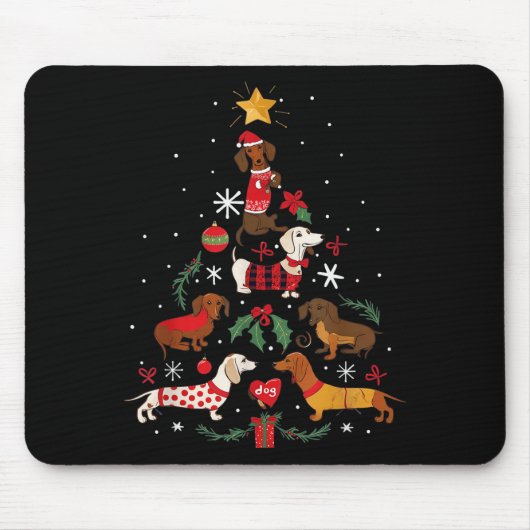 Dachshund Through The Snow Funny Dog Christmas Tre Mousepad (Vorne)