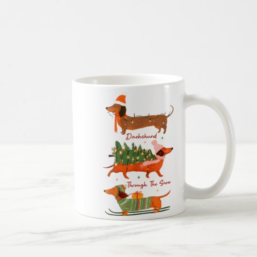 Dachshund Through The Snow Merry Christmas Dachshu Kaffeetasse (Rechts)