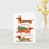 Dachshund Through The Snow Merry Christmas Dachshu Karte (Gelbe Blume)