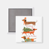 Dachshund Through The Snow Merry Christmas Dachshu Magnet (Vorderseite/Rückseite)