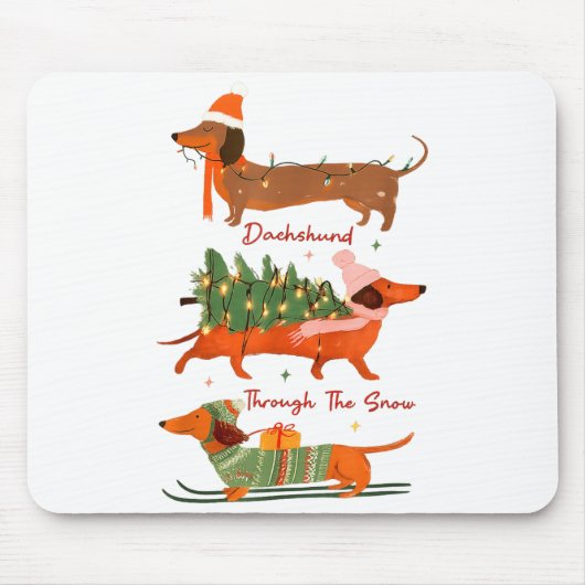 Dachshund Through The Snow Merry Christmas Dachshu Mousepad (Vorne)