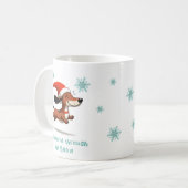 Dachshund through the Snow puppy dog Christmas Kaffeetasse (Vorderseite Links)