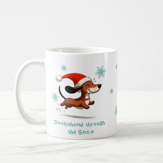 Dachshund through the Snow puppy dog Christmas Kaffeetasse (Links)
