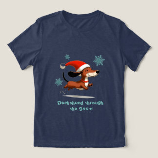 Dachshund through the Snow puppy dog Christmas Tri-Blend Shirt