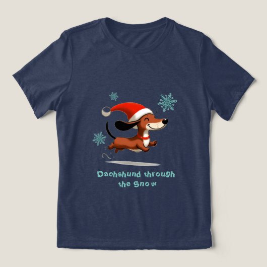 Dachshund through the Snow puppy dog Christmas Tri-Blend Shirt (Design Vorderseite)