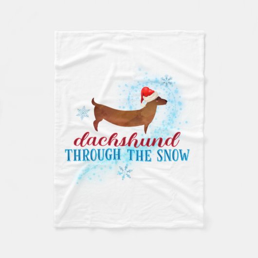 Dachshund Through The Snow Santa Dog Christmas Fleecedecke (Vorderseite)