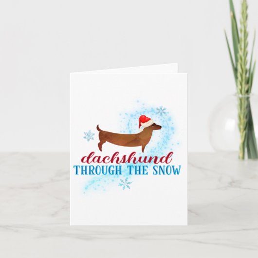Dachshund Through The Snow Santa Dog Christmas Karte (Vorderseite)