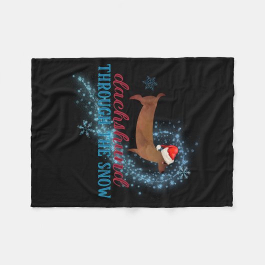 Dachshund Through The Snow Santa Dog Christmas T S Fleecedecke (Vorderseite (Horizontal))