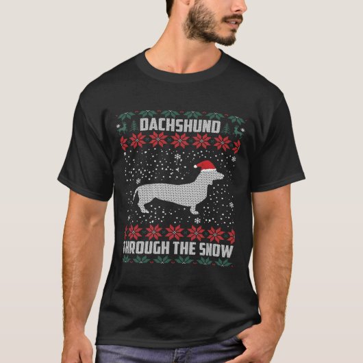 Dachshund Through The Snow Ugly T-Shirt (Vorderseite)