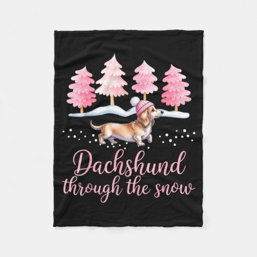 Dachshund Through The Snow Wiener Dog Christmas Fleecedecke (Vorderseite)